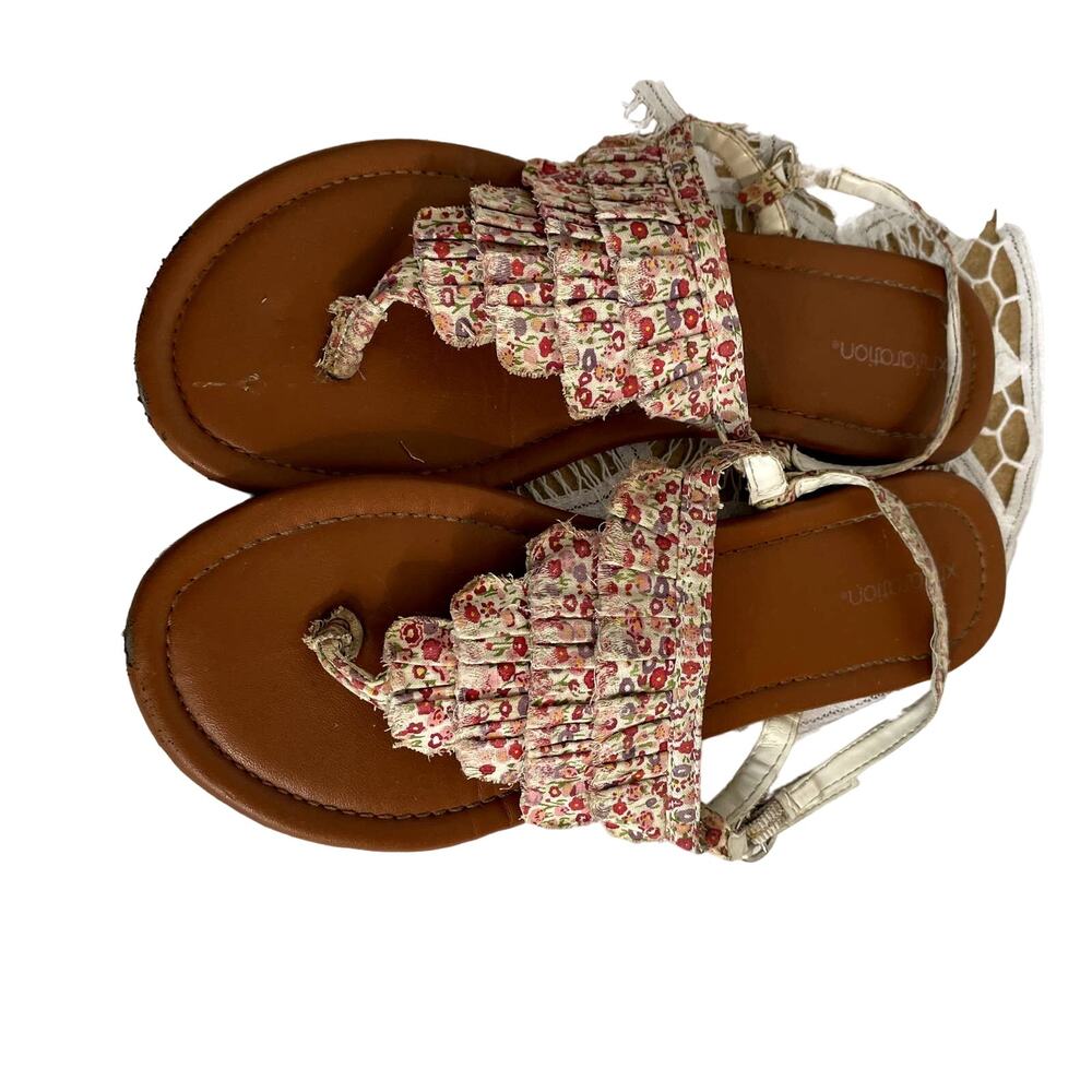 SKU 1487 Xhilaration Women's Sandals Boho Red Pink Flower Print Size 5.5